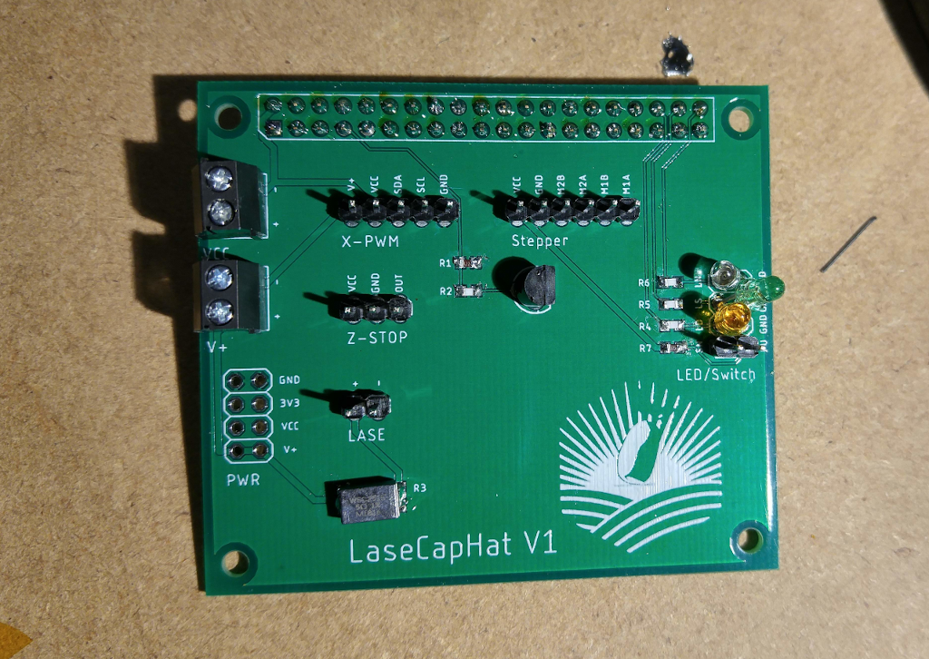 LaseCap custom hat PCB